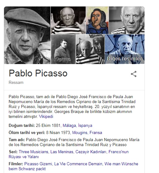 Pablo Picasso'ya ait bir söz yazar mısınız?