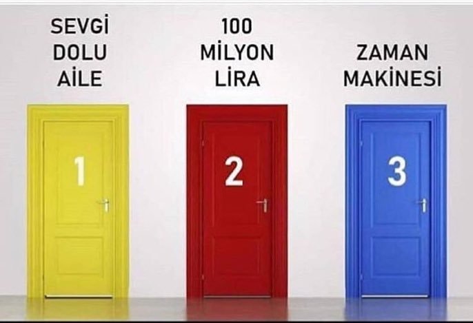 Üç kapıdan sadece birini açma hakkın olsaydı.Hangi kapıyı açardın?(resim var)