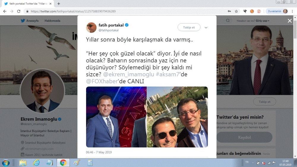 Ekrem İmamoğlu Fox TV'de saat 19:00'da canlı yayında.