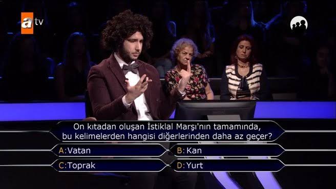 Atv de yayınlanan Kim Milyoner Olmak İster yarışmasında ilk kez bir milyon tl'lik soruya ulaşıp kazanan Arda Ayten'e Sorulan Soruyu Bende Buruda Sorayım. Soru Nedir?