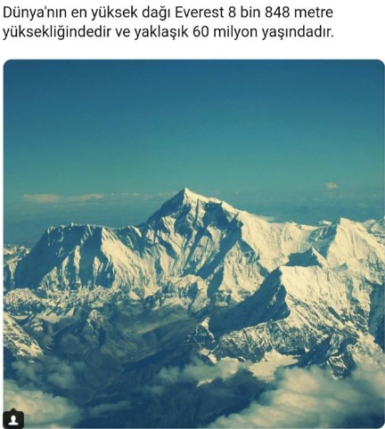 Everest Tepesi ( Dağı) Kaç yaşındadır?