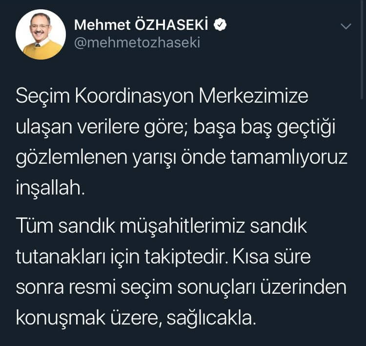 Mehmet Özhaseki'nin attığı Tweet görenleri güldürdü