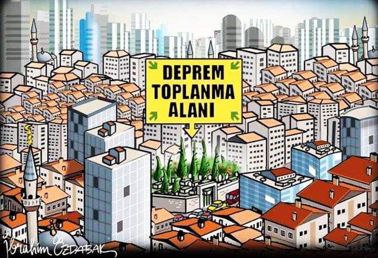 Twitter'da İstanbul deprem alanı ile ilgili güzel bir karikatür.