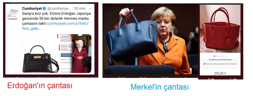 G20 2019 Osaka Liderler Zirvesi'ne Almanya şansölyesi Merkel hanım, sadece 295 Euro'luk çantasıyla katılırken, Emine Erdoğan 50 bin TL'lik çantası dikkat çekti.