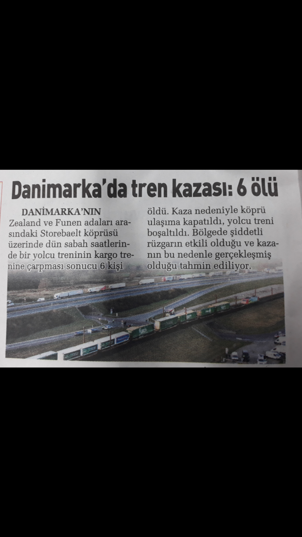Danimarka'da tren kazası:6 ölü.
