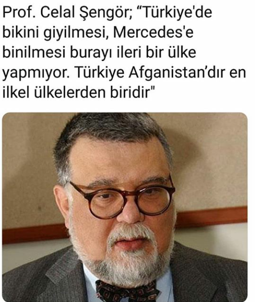Profesör Celal Şengör; Türkiye'de mini etek giyilmesi mersedece binilmesi burayı ileri bir ülke yapmıyor .Türkiye Afganistan'dır  en ilkel ülkelerden biridir diyor.Sizce haklı mı?