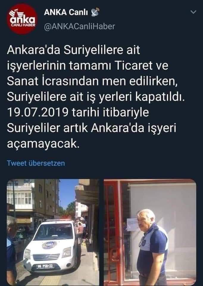Ankara'da Suriyelilere ait iş yerleri kapatıldı.