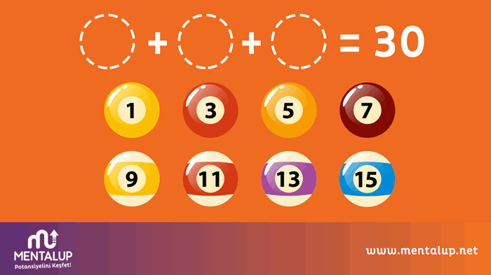 Hangi topları deliklere yerleştirip toplarsanız sonuç 30 olur?