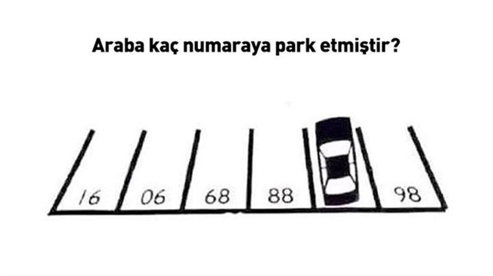 Resimdeki araç kaç numaraya park etmiştir? Korede 1. Sınıflara sorulan sorudur.